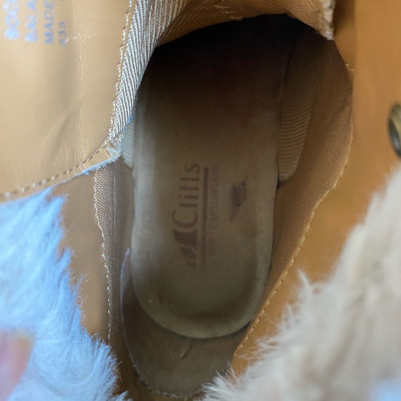 Cliffs by White Mountain tan suede boot with fur , 3in heel - Picture 8 of 16